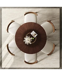 Streamdale Furniture Solid Wood Dining Table Set with 6 Chairs & Lazy Susan