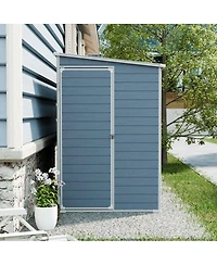 Streamdale Furniture 4x8ft Outdoor Resin Storage Shed with Two-Window, Waterproof, Lockable Doors