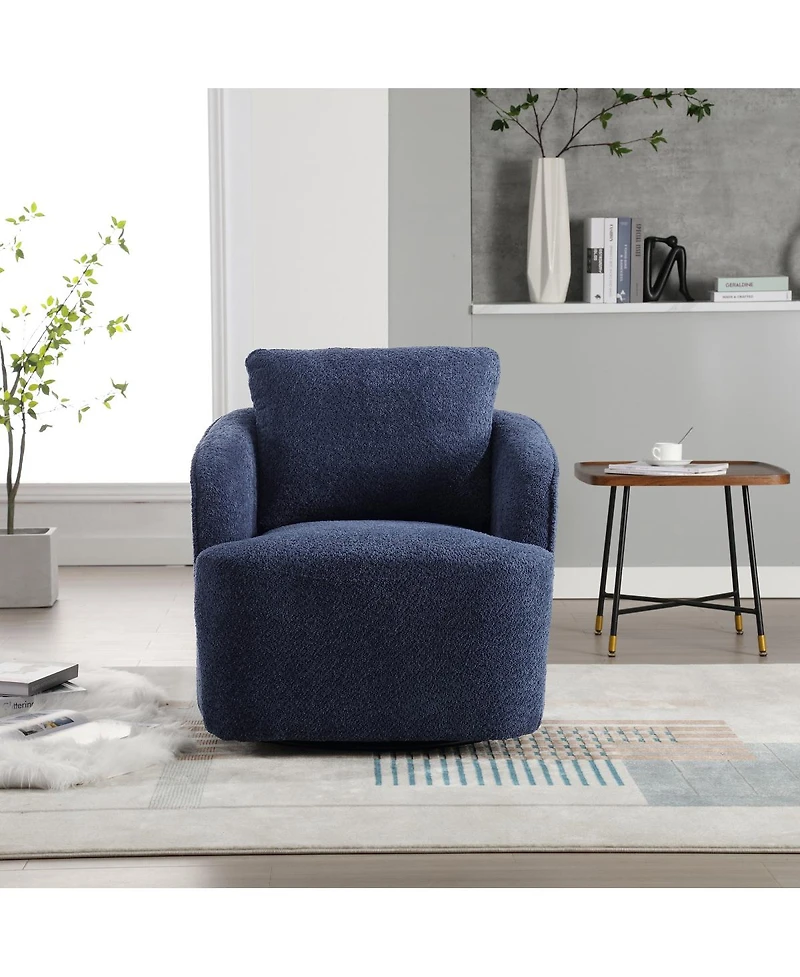 Streamdale Furniture 30.3"W Boucle Swivel Accent Barrel Chair & Round Sofa Chair