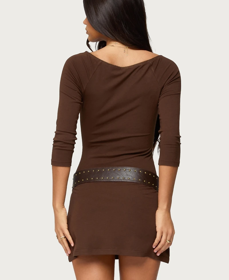 Edikted Women's Jadey Boat Neck Mini Dress