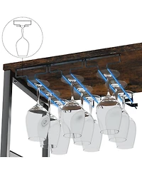 gaomon 3-Tier Wine Bar Cabinet with Detachable Wine Rack and Drawer Industrial Sideboard and Buffet Cabinet with Glass Holder and Mesh Door