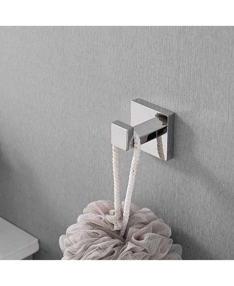 Rainsken Stainless Steel 4- Piece Bathroom Hardware Set, Towel Bar, Toilet Paper Holder, Hand Towel Rack and Robe Hook