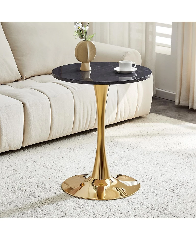 Streamdale Furniture Round Dining Table, 23.6" Faux Marble Tulip Bistro Table for Kitchen & Small Spaces