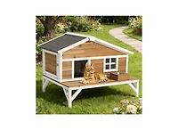 Aostirmotor Insulated Cat House with Large Platform, Waterproof Winter Shelter for Indoor & Outdoor Cats