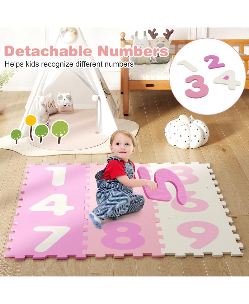 Slickblue 9-Piece Interlocking Foam Puzzle Floor Mat with Marker Discs