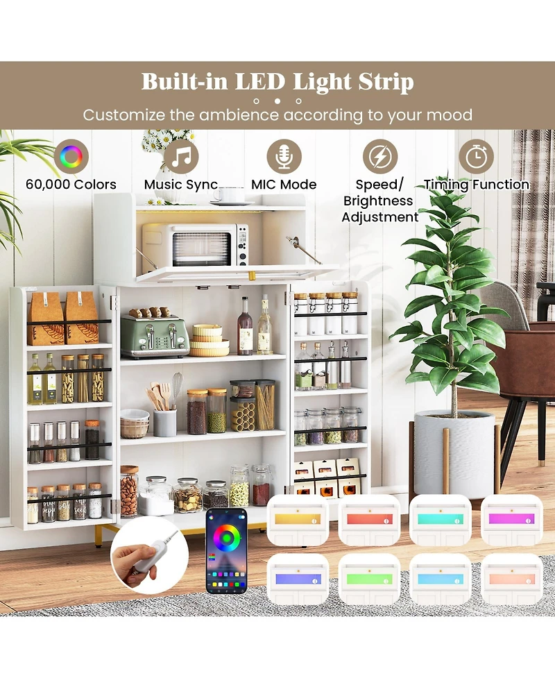 Sugift Kitchen Pantry Cabinet Freestanding Food Storage Cupboard