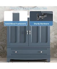 Sillysis 30" Bathroom Vanity with Integrated Sink, Solid Wood & Mdf Cabinet, Adjustable Shelf, Modern Storage