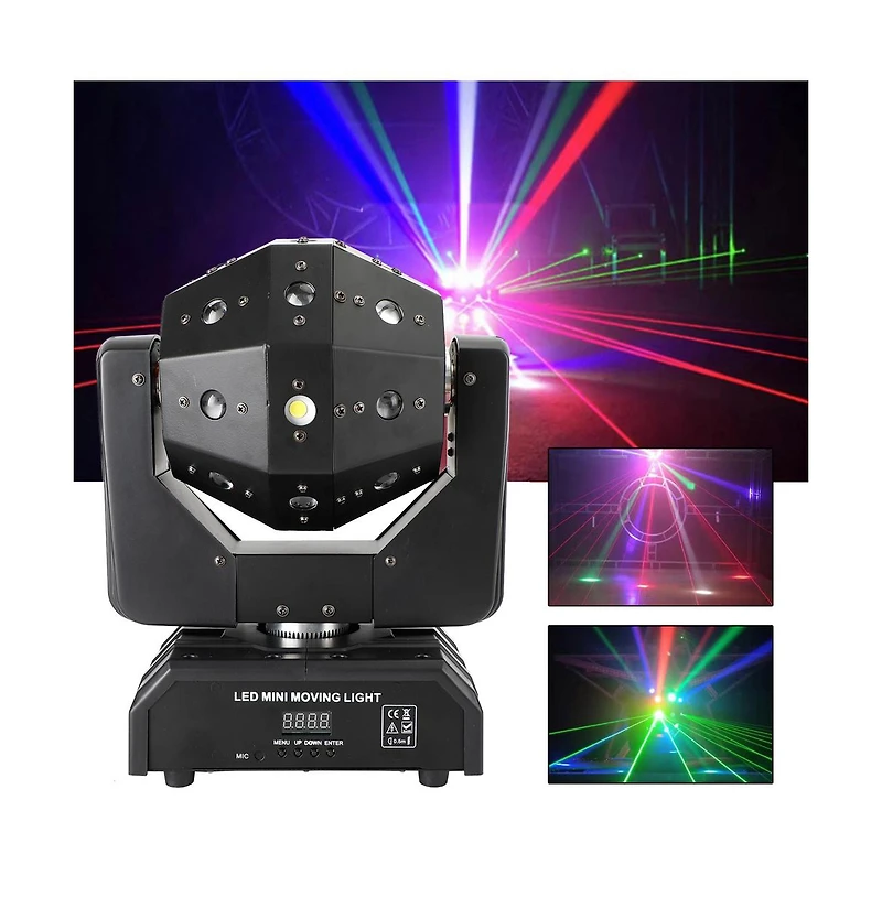 Artudatech 120W Rgbw Led Moving Head Stage Light with Laser, Strobe, DMX512 and Sound Control