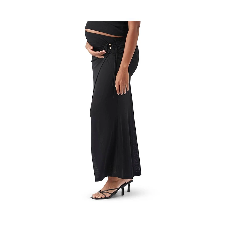 Ripe Maternity Mock Wrap Skirt Black