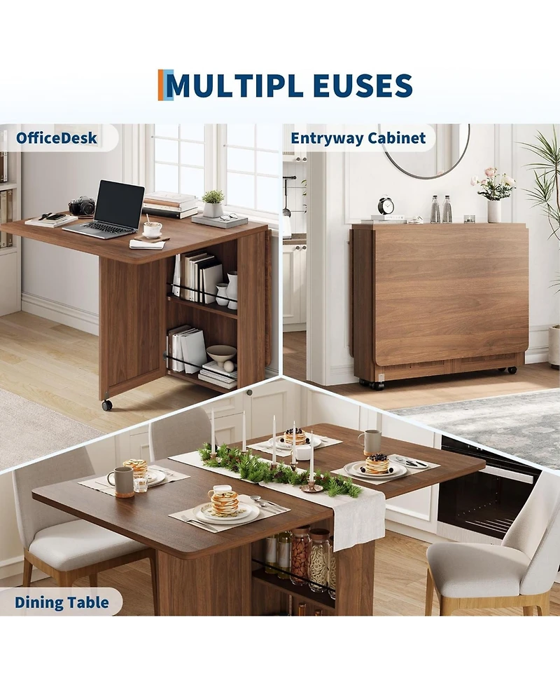 gaomon Space Saving Folding Dining Table with Storage