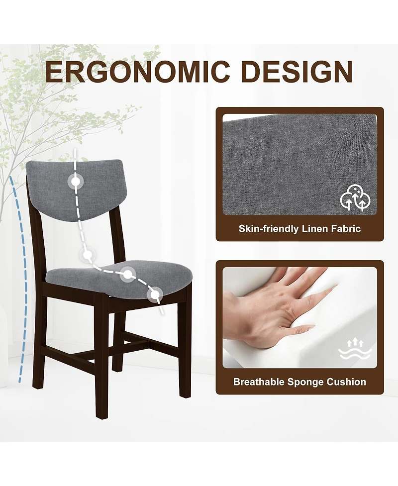 Streamdale Furniture Rustic Farmhouse 4-Piece Dining Chair Set with Fabric Cushion