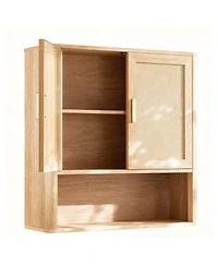 Yigii Linen-Style Wall Cabinet with Adjustable Shelves for Bathroom, Kitchen, Living Room