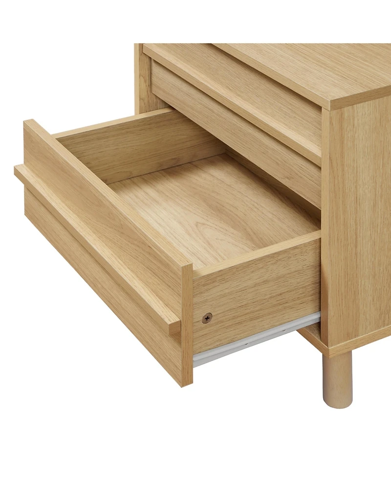 LuxenHome 19.7” Hazel Oak Manufactured Wood Nightstand & End Table with Drawers & Rubberwood Legs