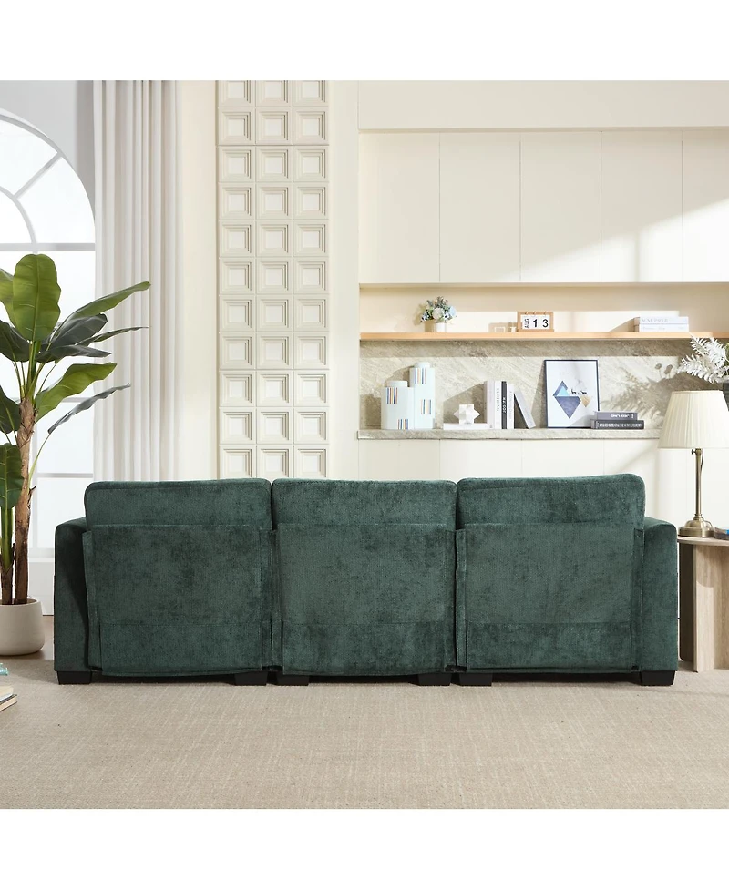 Streamdale Furniture Modern Storage Sofa with Dual Usb, 2 Side Pockets, Ottoman Storage Bench