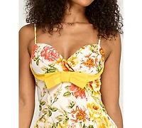 Katia Rae Women's Floral Sweetheart Bodice Gathered Midi Dress