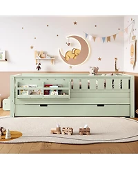 Streamdale Furniture Twin Bookshelf Bed with Staircase, Trundle