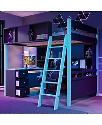 Streamdale Furniture Full Size Wood Loft Bed with Desk