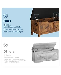 gaomon 39.4-Inch Wooden Flip-Top Storage Bench, Entryway Trunk with 2 Safety Hinges