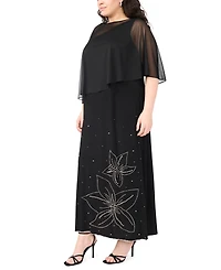 Msk Plus Asymmetrical Combo Cape Dress