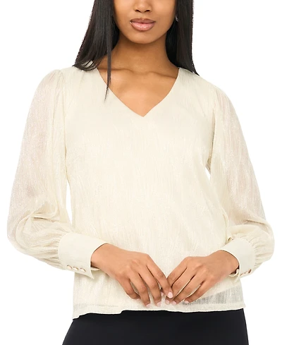 Msk Women's V-Neck Knit Blouse