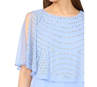 Msk Women's Split Cape Overlay Top