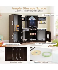 Slickblue Kids Corner Wooden Kitchen Playset with Realistic Lights & Sounds