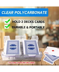 Gse Games & Sports Expert 2-Deck Revolving Canasta Card Tray, Dual Deck 360° Rotating Playing Card Holde, Swivel Cards Holders