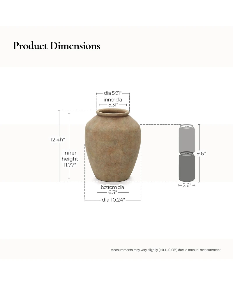 LuxenHome Terracotta 12.4" Vase with Earthy Tones, Accent for Farmhouse or Boho Interiors