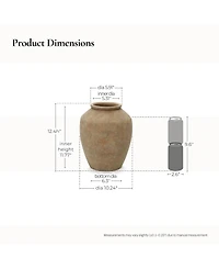 LuxenHome Terracotta 12.4" Vase with Earthy Tones, Accent for Farmhouse or Boho Interiors