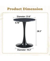 Streamdale Furniture Round Dining Table, 23.6" Tulip Table with Thickened Top & Metal Pedestal, Mid Century Modern Bistro (Faux Marble)