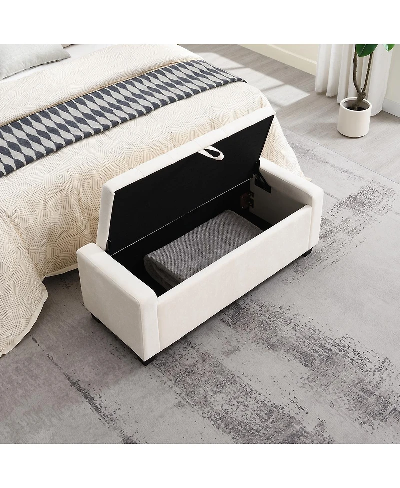 Streamdale Furniture 48" Storage Ottoman Bench with Safety Hinge, Upholstered Entryway Seating