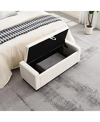 Streamdale Furniture 48" Storage Ottoman Bench with Safety Hinge, Upholstered Entryway Seating