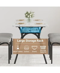 gaomon Dining Table Set for 4 Modern Kitchen Table and Chairs Set Boucle Chairs Sets Dining Table with Storage Shelf and Metal Legs