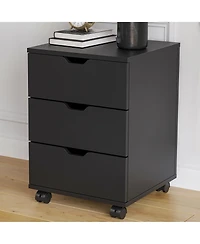 Rainsken 3-Drawer Vertical Filing Cabinet, Wood Mobile File Cabinet, Storage Cabinet with Wheels