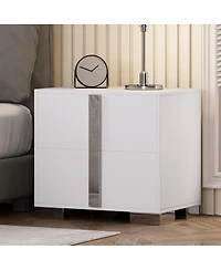 Streamdale Furniture Modern End Table with Drawers & Mirrored Handles