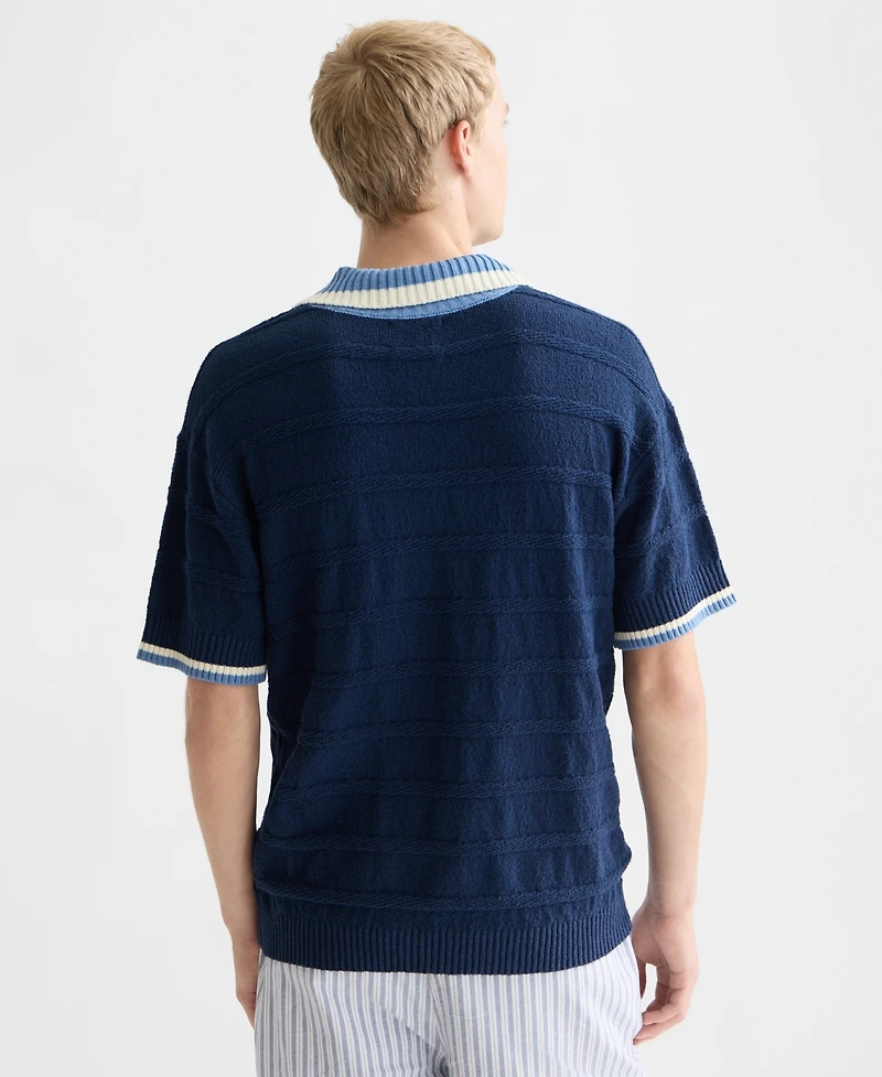 Scotch & Soda Men's Structured Knitted Regular-Fit Polo Shirt