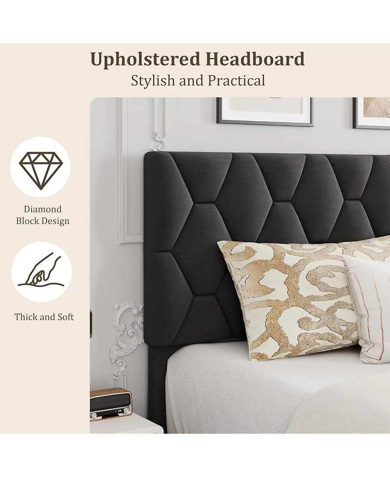 gaomon Bed Frame with Upholstered Headboard,Heavy-Duty Platform Bed Frame with Strong Wood Slats