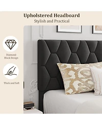 gaomon Bed Frame with Upholstered Headboard,Heavy-Duty Platform Bed Frame with Strong Wood Slats