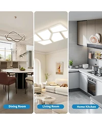 gaomon 47 Inch Round Dining Table for 4-6 Person ,Breakfast Nook Set with Metal Base for Apartment Oak