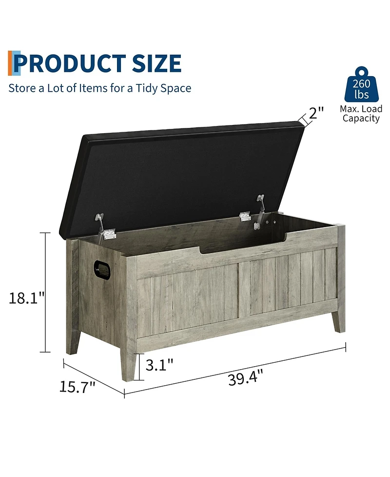 gaomon 39.4" Wooden Flip-Top Storage Bench