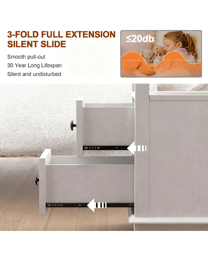 Yigii Drawer End Table with Charging Station for Living Room and Bedroom