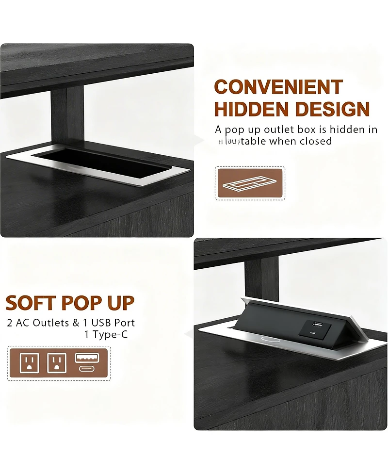 Yigii Drawer End Table with Charging Station for Living Room and Bedroom