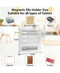 Yigii 5-Tier Magnetic File Organizer with Pen Holders for Efficient Desk or Wall Storage
