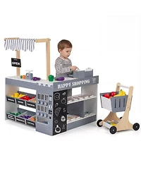 Slickblue Pretend Play Supermarket Toy Set with Cart for Kids