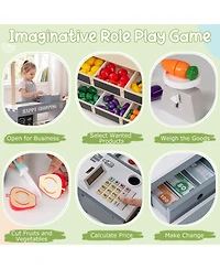 Slickblue Pretend Play Supermarket Toy Set with Cart for Kids