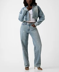 Guess Women's Anna Collared Cropped Bomber Jacket