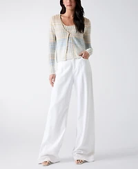 Guess Women's Rosalyn Cover Shoulder V-Neck Cropped Sweater