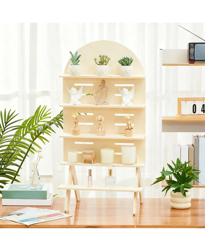 Yigii Adjustable 5-Tier Walnut Display Stand