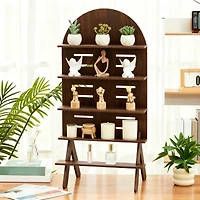 Yigii Adjustable 5-Tier Walnut Display Stand