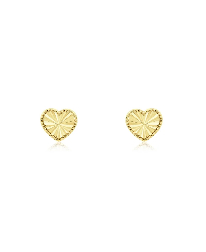 The Lovery Fluted Gold Heart Stud Earrings 14K Gold